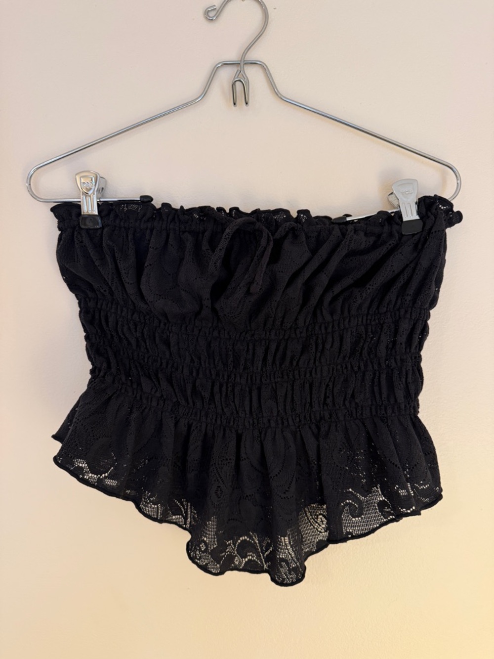 Urban Outfitters Black Smocked Lace Tube Top